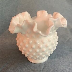 Fenton Hobnail Ruffled Planter Vase
